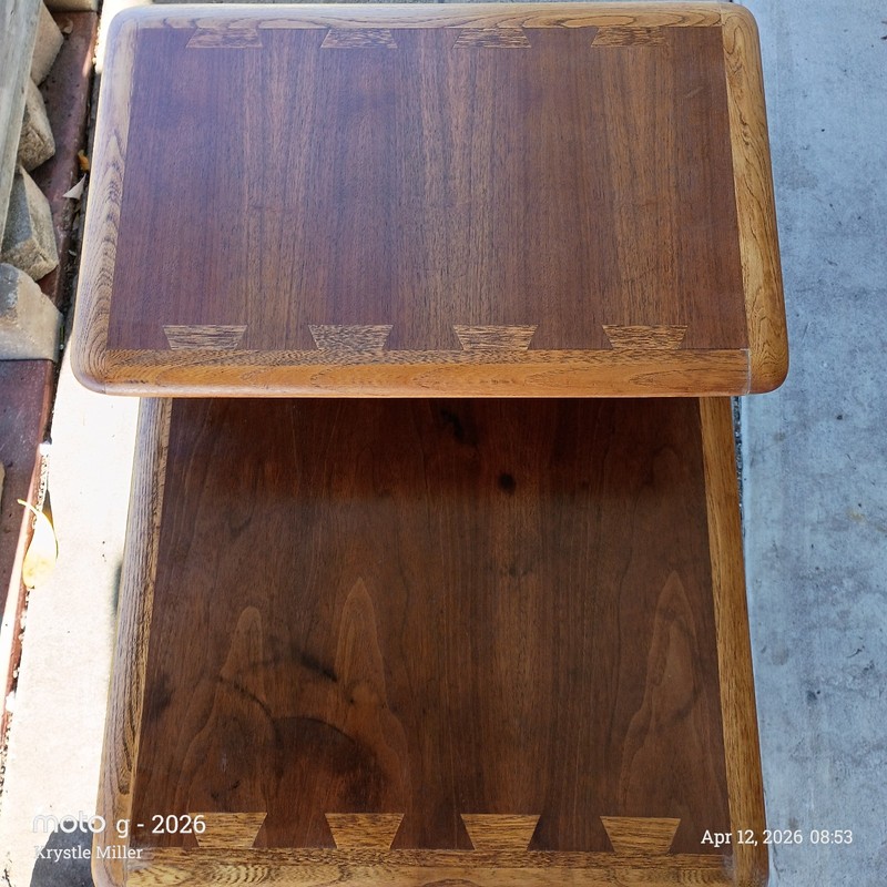 Antique Lane Ash And Walnut Two Tier Dovetail Side Table