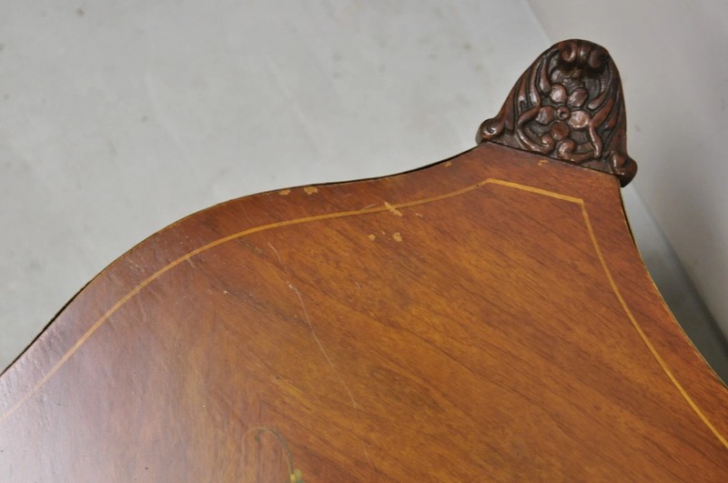 Vintage French Louis XV Style Walnut Coffee Table with Hand Painted Floral Top gallery
