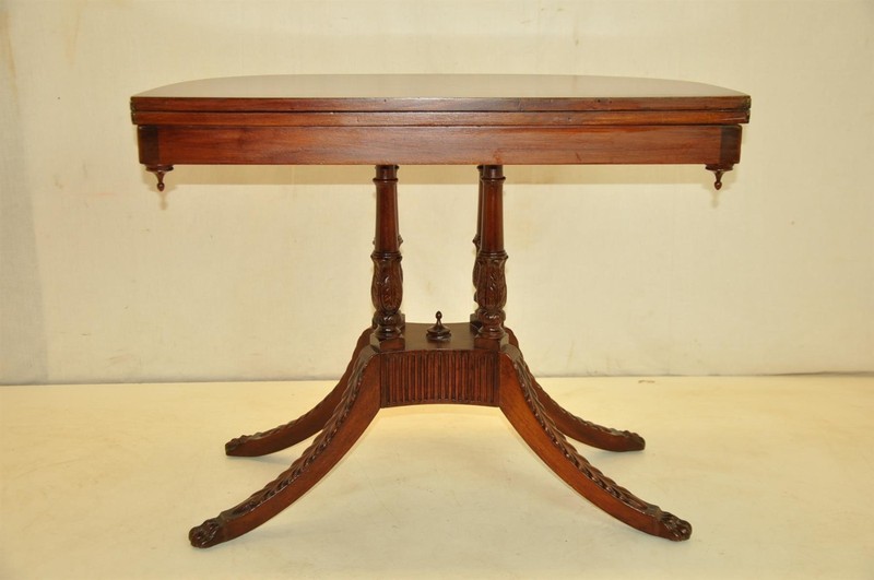 Gorgeous Duncan Phyfe Style Mahogany Flip Top Card Game Table c. 19th cent. gallery