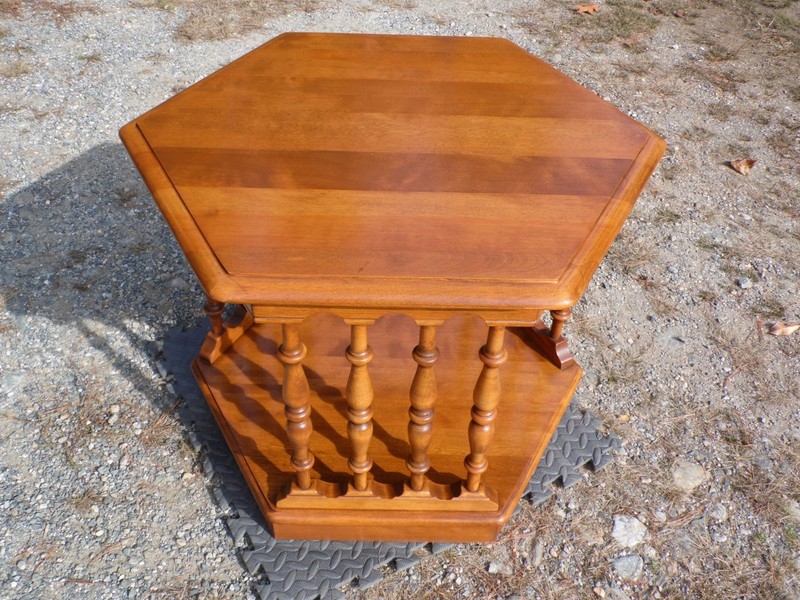 Vintage Ethan Allen American Traditional Maple Hexagon Side End Accent Table gallery