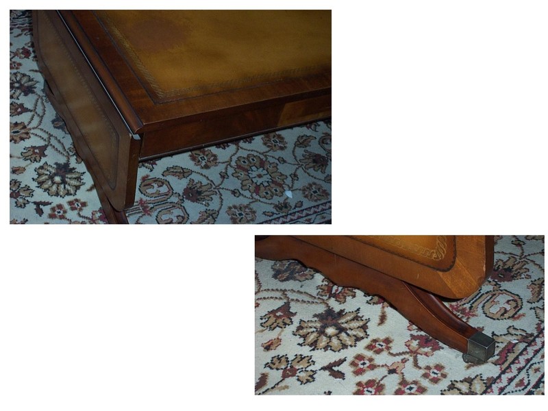 3- pc SET Mid Century Wood Inlaid Leather COFFEE TABLE + END TABLES pickup L.A. gallery