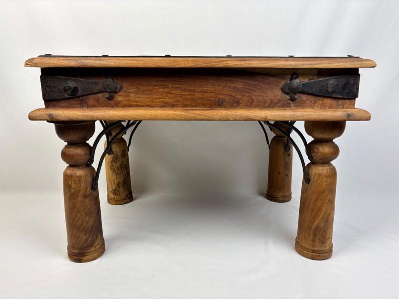 Antique Rustic Medieval Style Wood & Iron Side End Table SOLID - Pick Up Raleigh gallery
