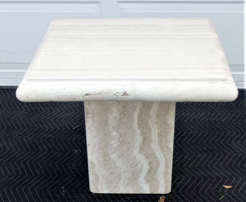 Vintage Mid Century Stone International Italian Bull Nose Side Table