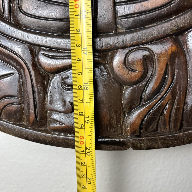 VTG 2 Wood Carved End Table Coffee Table Wall Mount Central American 20”X1.75” gallery
