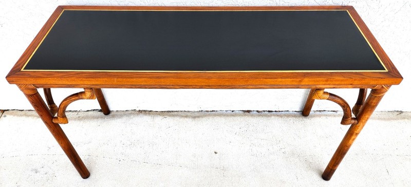 Bamboo Console Sofa Table Vintage 1970s Boho MCM gallery