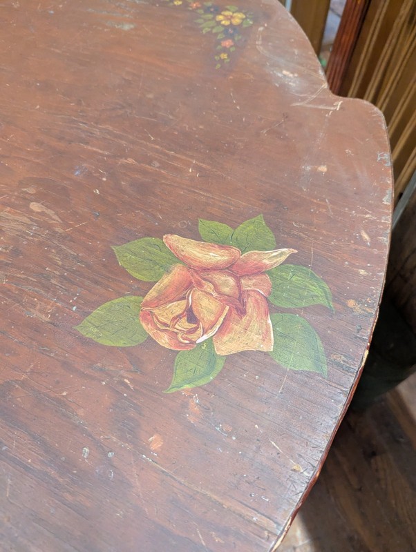 1930's Bridge Table Split Reed Rattan Pine Mixed Wood Hand Painted gallery