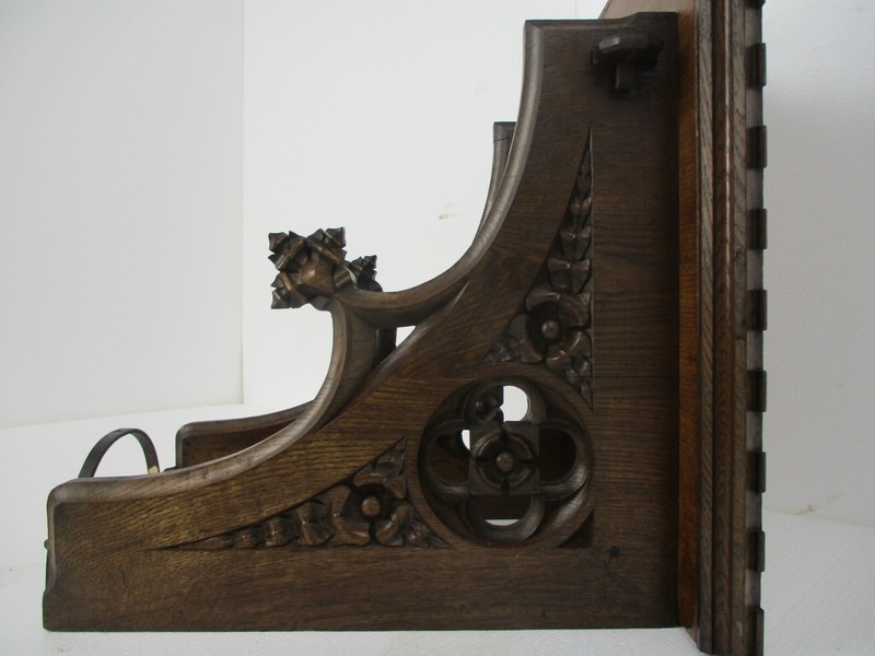 Antique Gothic Hand Carved French Oak Wall Hall Console table 19th Century WOW gallery