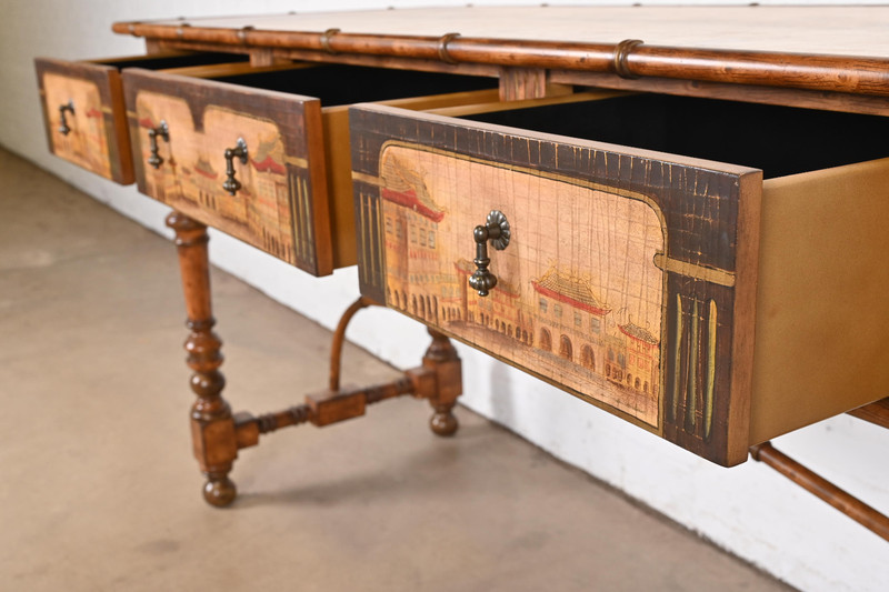 Chinoiserie Jacobean Hand Painted Sideboard Server, Bar Table, or Center Table gallery