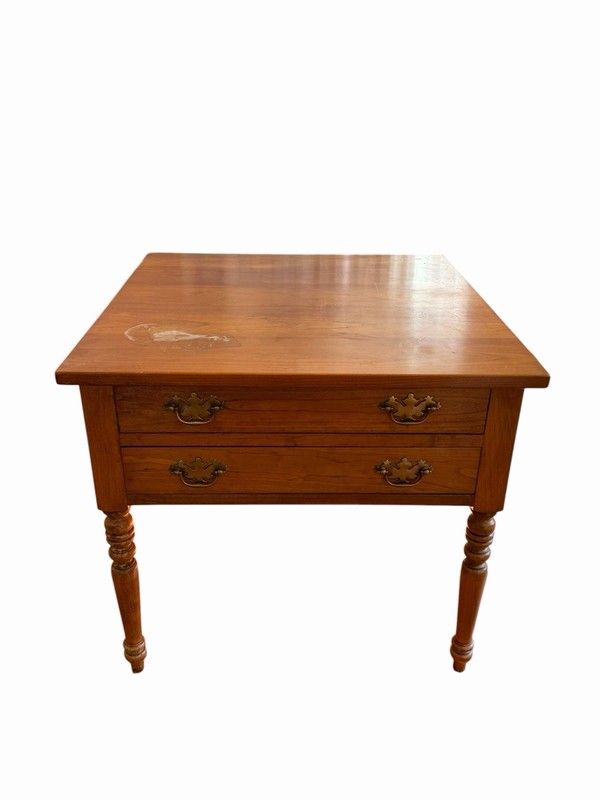 Stickley Side Table Nightstand American Colonial Solid Cherry Wood Two Drawers