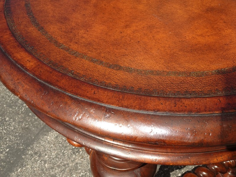 Vintage John Richard Large Spindle Side Table Leather Top w a Drawer gallery