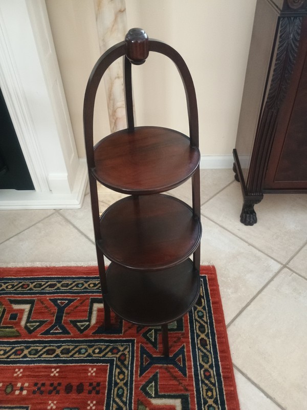 Antique English Mahogany 3 Tier Muffin Or Cake Stand