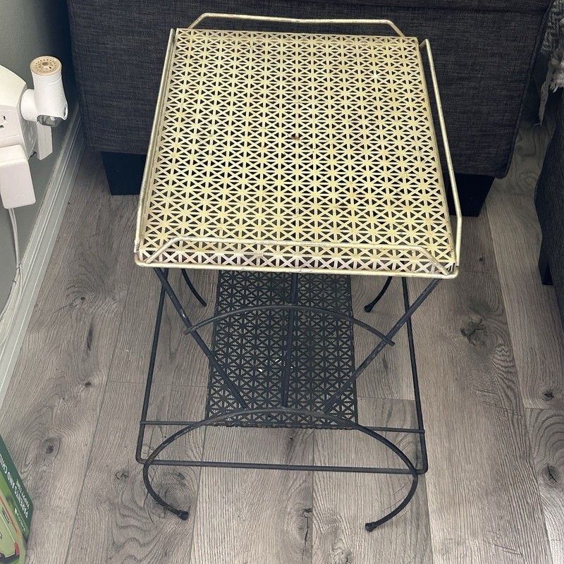 Vintage Metal Shelf Table Stand Server Detachable Top Shelf Tray Unique gallery