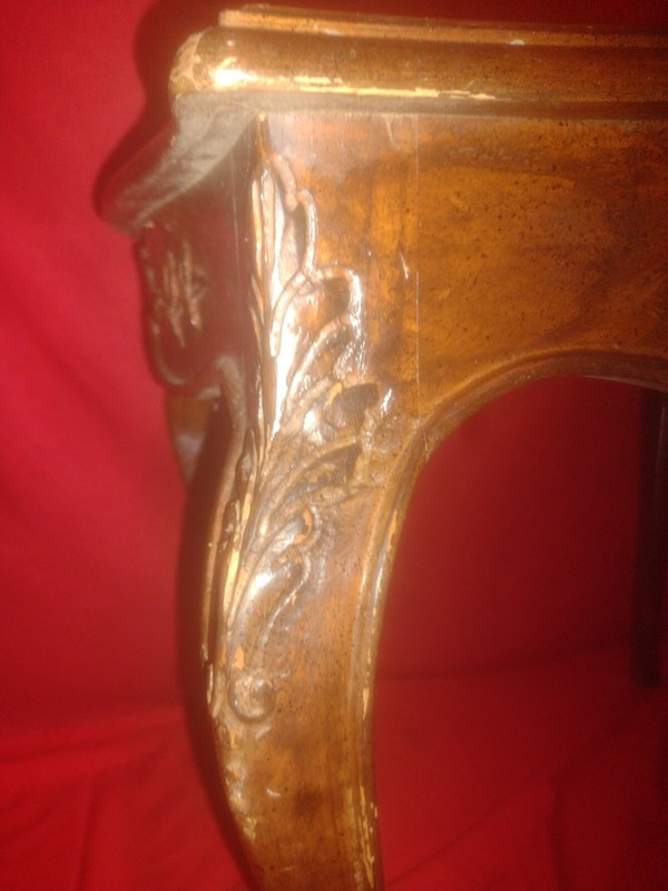 Vintage Brown Carved Legs End Table. gallery
