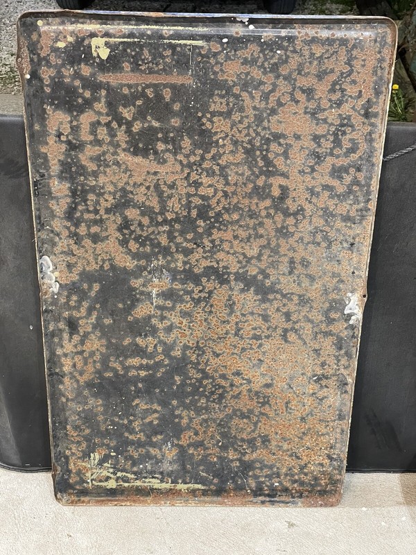 Vtg Antique PORCELAIN ENAMEL TABLE TOP 25x40" Counter Farm House Hoosier Blue gallery