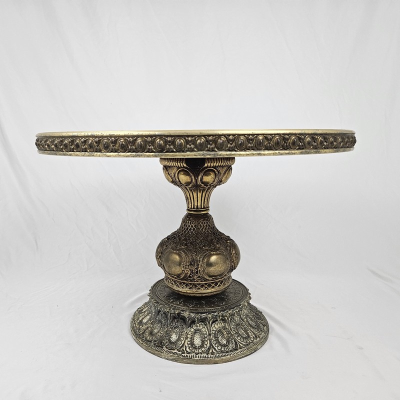 Vintage Ornate Brass End Table Glass Top Hollywood Regency Maitland Smith MCM gallery