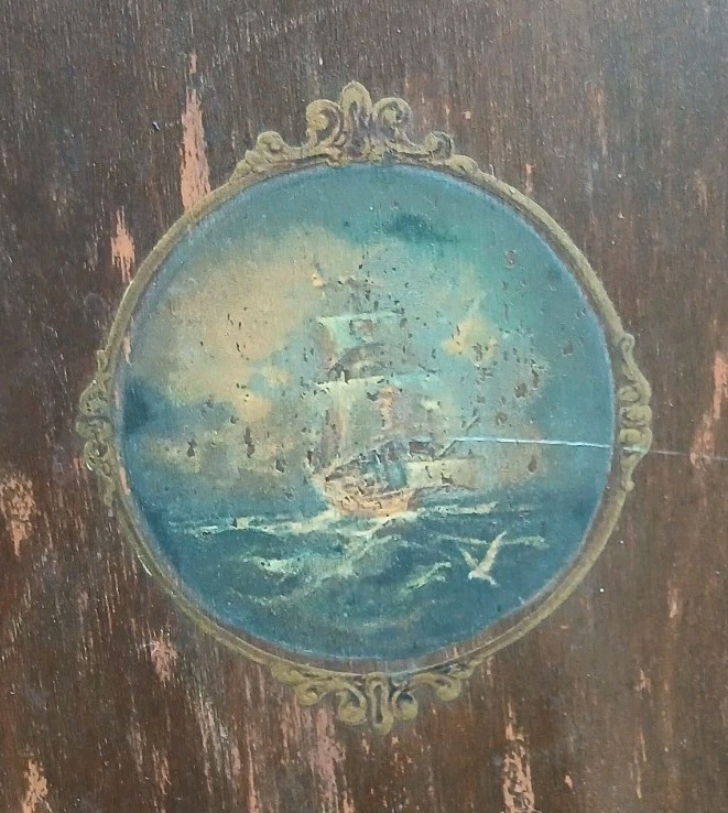 Antique Wood Smoking Stand W/ Label Metal Stampings Corp Illinois USA OLD gallery