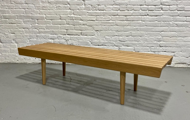 Mid Century Modern styled HANDMADE Oak Slat Bench | Long Coffee Table gallery