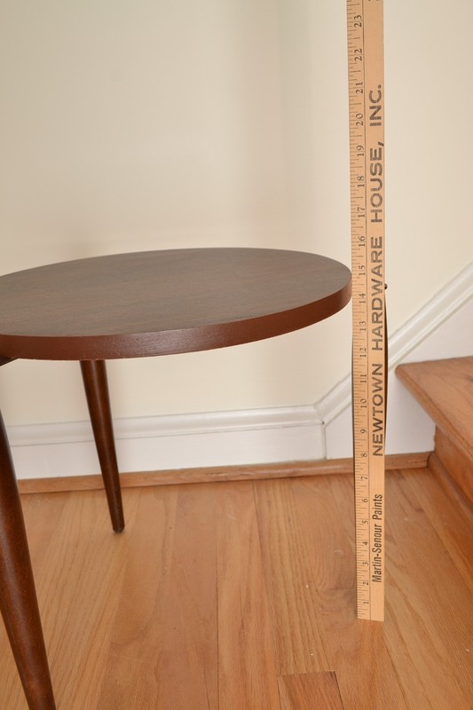 Mid-Century MCM Walnut Laminate Stacking Round Side Tables - Set of 2 gallery