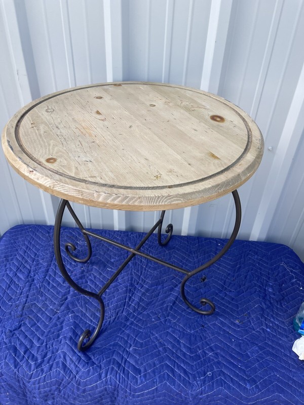 Vintage Oak And Wrought Iron Plant Stand Fern Pedestal Table 24”x25.5” gallery
