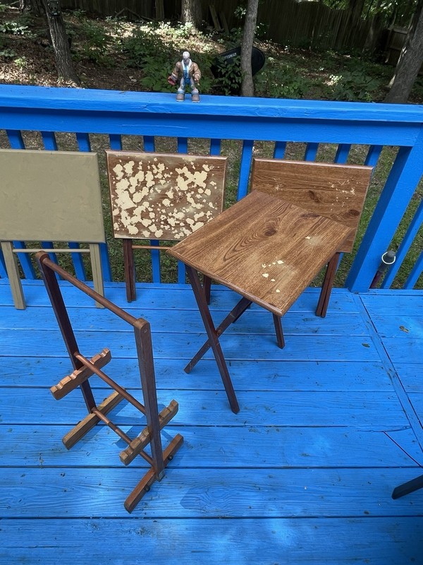 VTG Gold Medal Wood FOLDING TABLE / TRAYS - Stackable STAND -24” X19” X14” EUC gallery