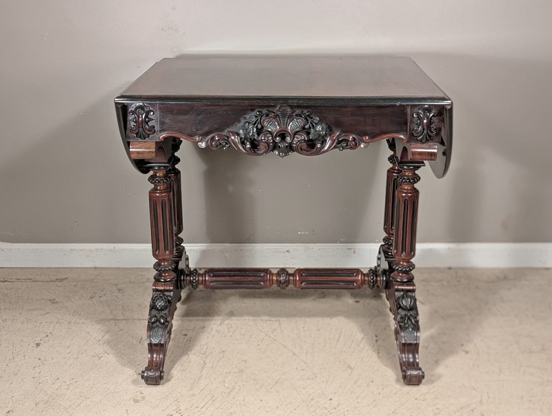 Antique French Louis XV Victorian Drop Leaf Table/Desk in Rosewood gallery