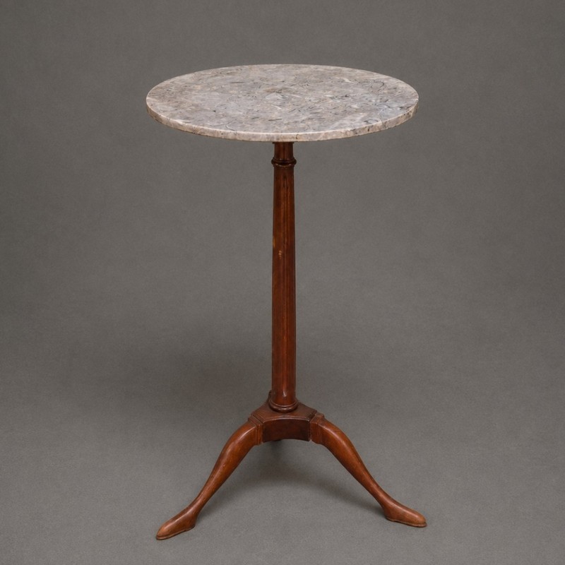 19th Century English Mahogany Base and Marble Top Tripod Table gallery