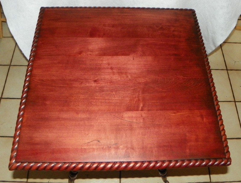 Cherry Barley Twist Center Table / Parlor Table with Brass Feet (RP) (PRT27) gallery