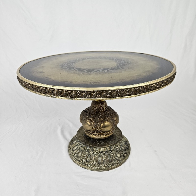 Vintage Ornate Brass End Table Glass Top Hollywood Regency Maitland Smith MCM