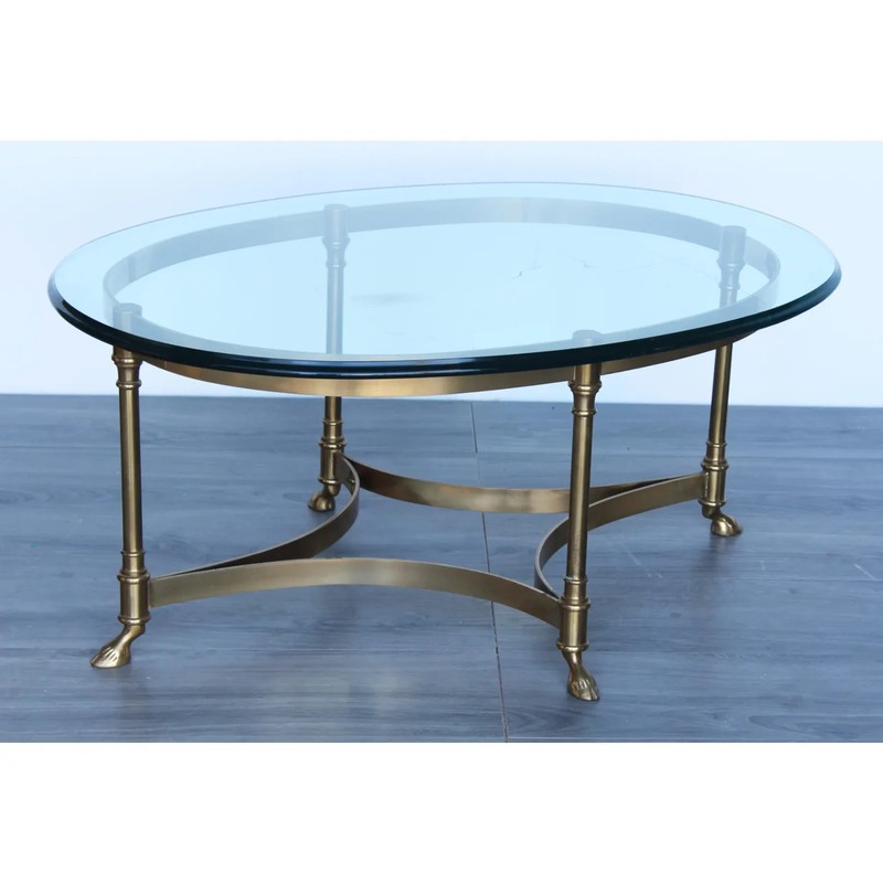 Hollywood Regency Brass Coffee Table With Hooved Feet, Brass Coffee Table gallery
