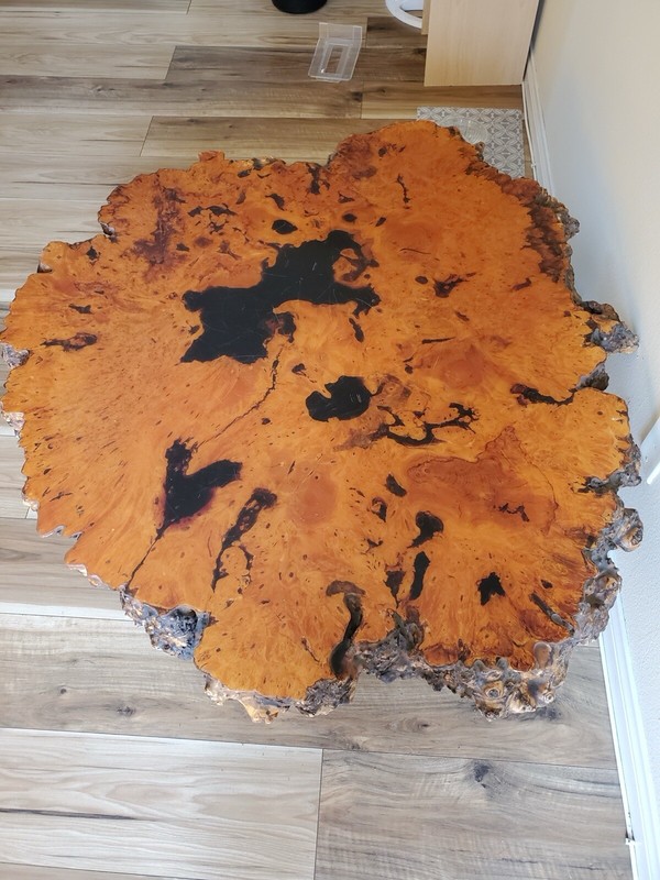 Live Edge Redwood Burl Coffee Table – Vintage Craftsmanship gallery