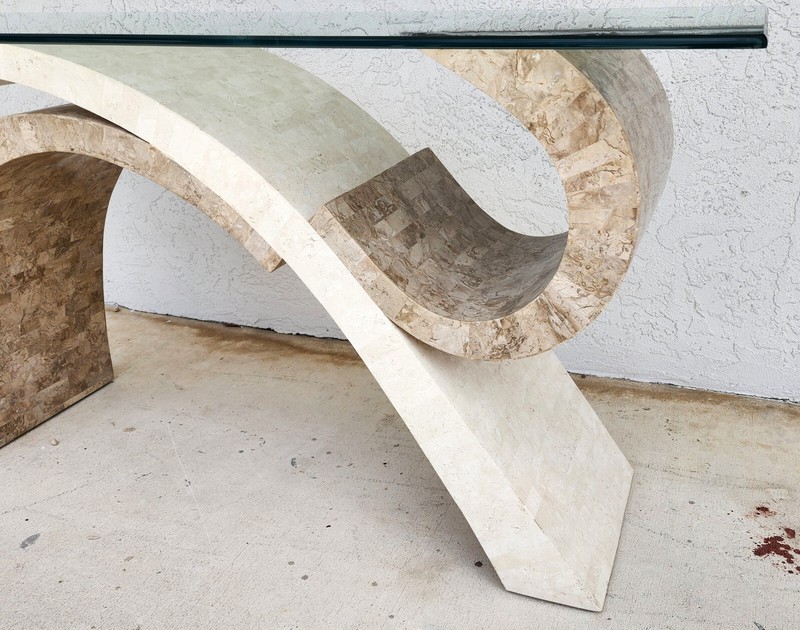 Maitland Smith Sculptural Console Table & Mirror Tessellated Stone Post Modern gallery