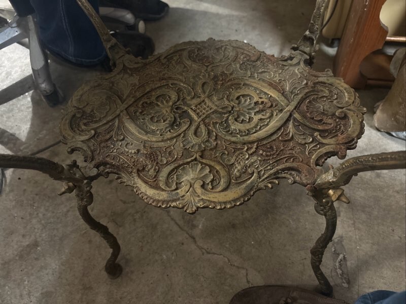 Antique Victorian Style Painted Cast Iron And Decorated Table gallery