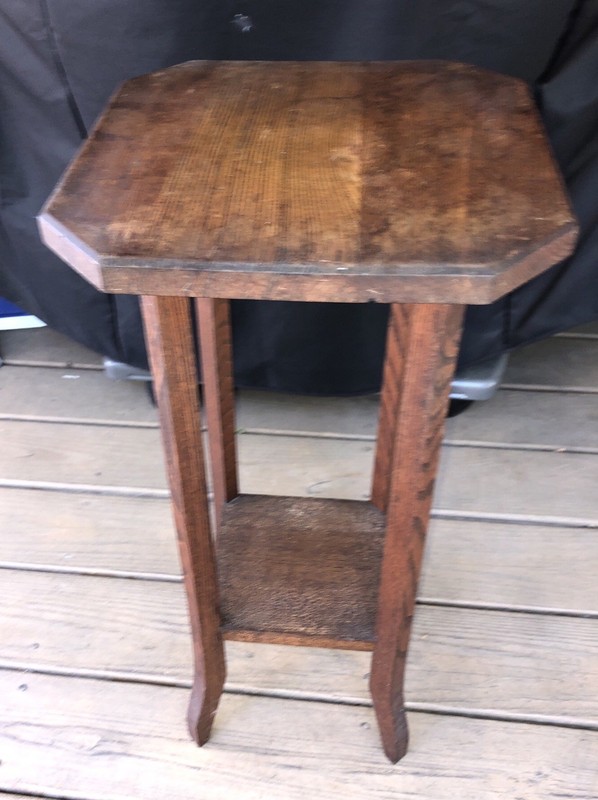Antique Mission Arts & Crafts Wooden Plant Stand Display Table Oak Wood.