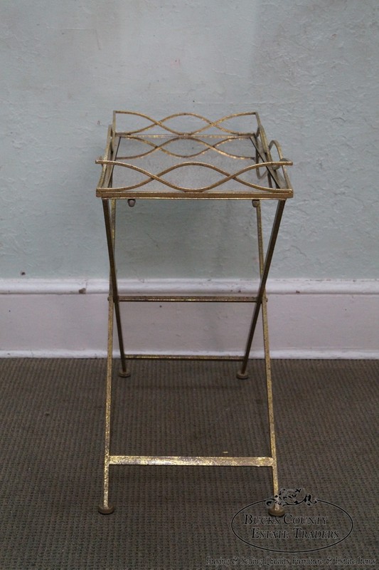 Regency Style Gilt Metal Mirror Top Serving Table gallery