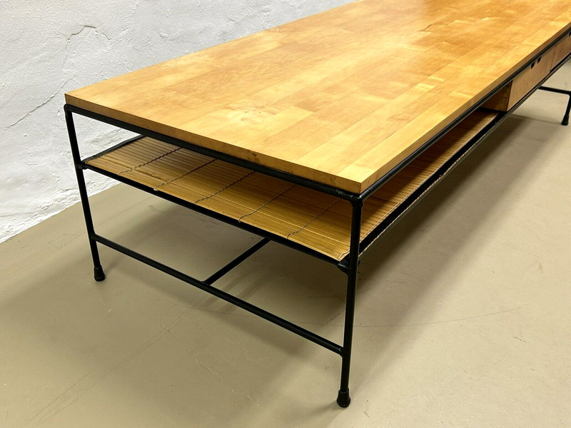 MINT Paul McCobb Planner Group Maple Iron Coffee Table circa 1950's gallery