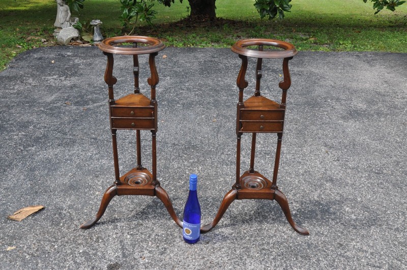 Pair Georgian Mahogany Shaving Stands / Plant Stands