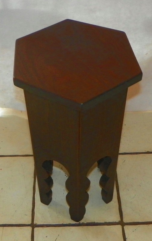 Solid Walnut Arts & Crafts Hexagon Plant Stand (PS-73)