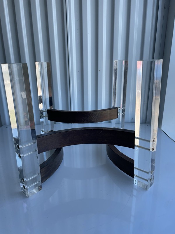 Side Table Charles Hollis Jones Lucite And Wood Laminate Base Only gallery