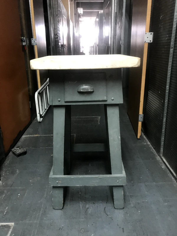 ANTIQUE SCULPTOR’S TABLE W/MARBLE TOP SHABBY INDUSTRIAL FARM ARTIST LOFT CHIC gallery