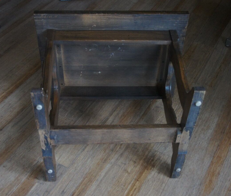 Vintage Spanish Baroque Trestle Stain Dark Oak Side End Table Bench gallery