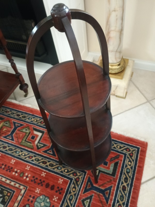 Antique English Mahogany 3 Tier Muffin Or Cake Stand gallery