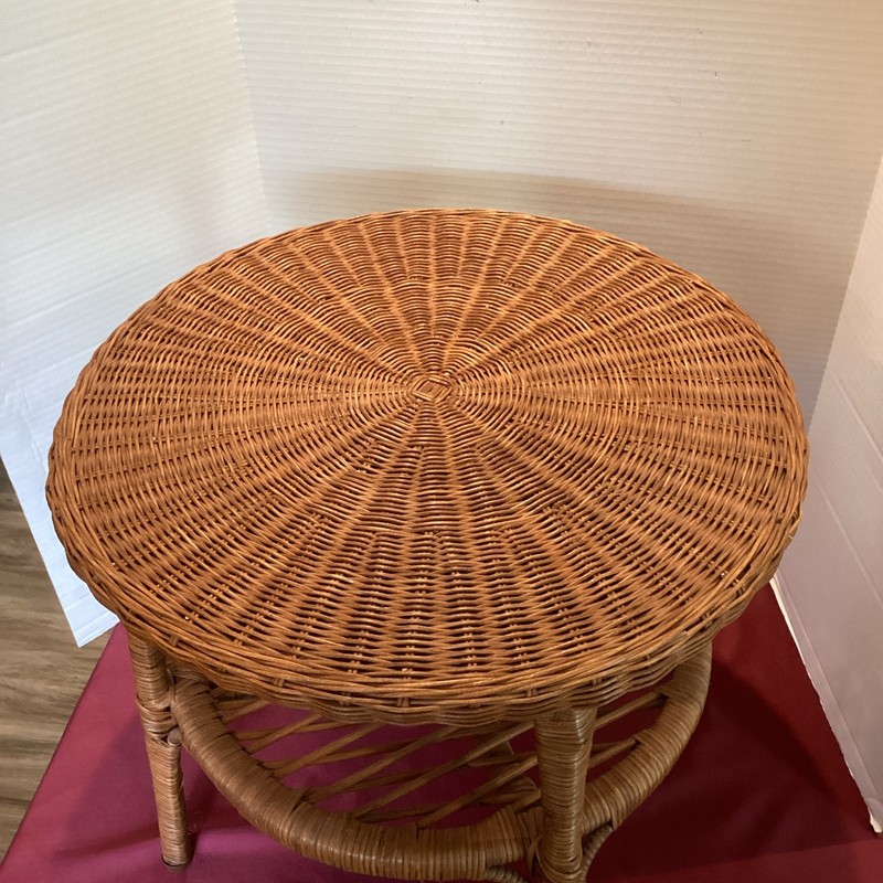 Vintage Mid Century Wicker/ Rattan Side/End Table Plant Stand gallery