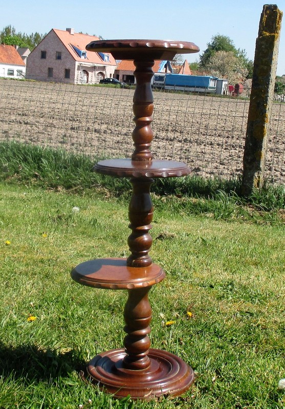 3 Tier Pedestal Table Plant Stand Carved Twisted wood Beautiful 35.03" gallery