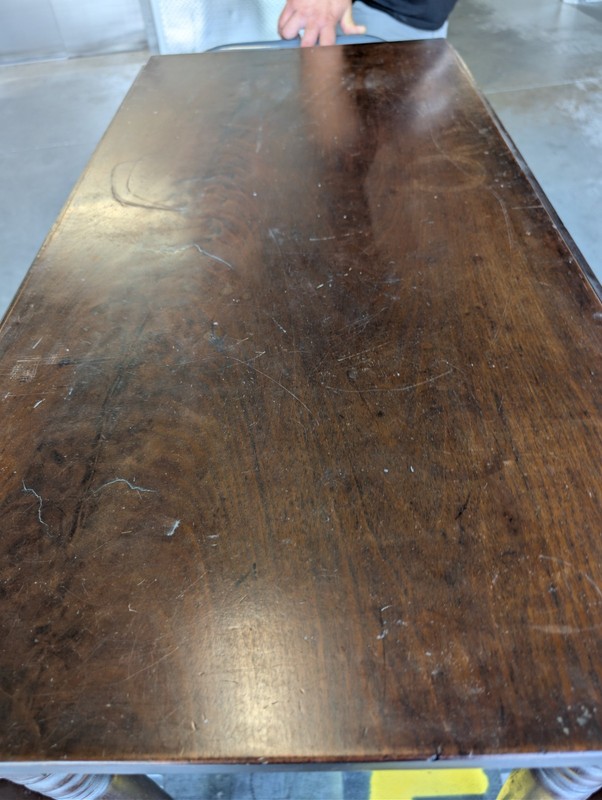 Antique Sheraton drop leaf table 42 inch with mahogany turned legs gallery