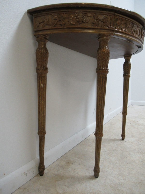 Theodore Alexander Distressed Painted Italian Regency Demi Lune Console Table gallery