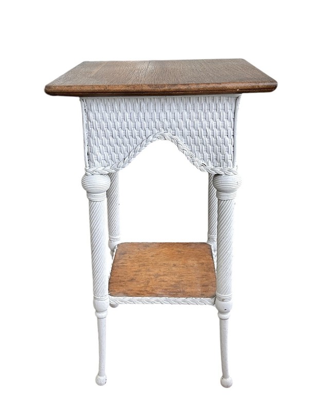 Antique Oak and Wicker Table Plant Stand gallery