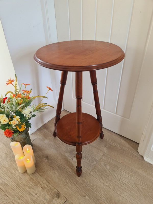 Antique Mahogany Cricket Table Pot Stand Whisky Serving Side Table Turned Legs gallery