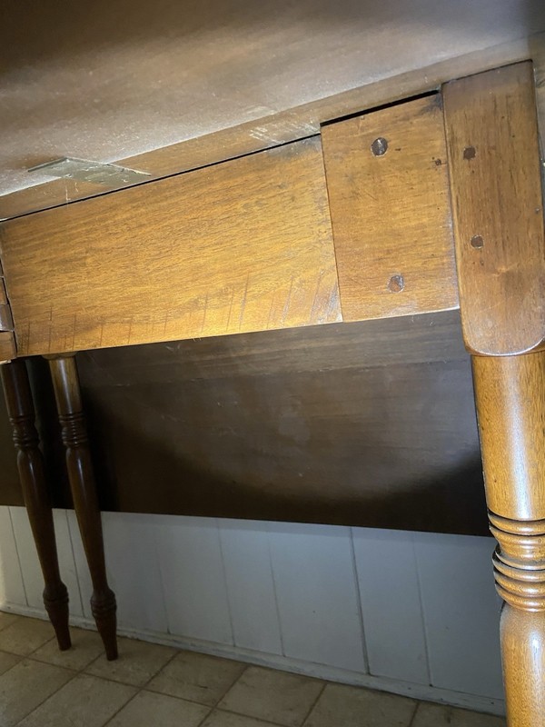 Antique Drop Leaf Dining Table with Swing Leg Wooden Hinge And Pegs gallery