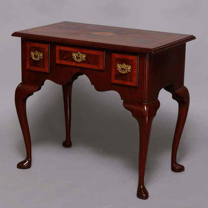Queen Anne Councill Craftsmen Flame Mahogany Inlaid & Banded Lowboy 20thC gallery