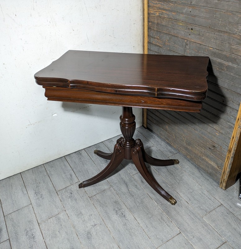 Vintage Brandt Folding Mahogany Game Pedestal Table Claw Feet Duncan Phyfe Style gallery